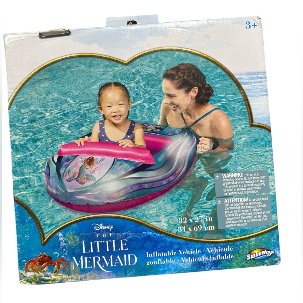DISNEY THE LITTLE MERMAID child’s inflatable vehicle pool toy float NEW
